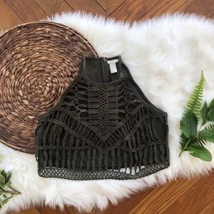 Crochet H&M Olive Green Top